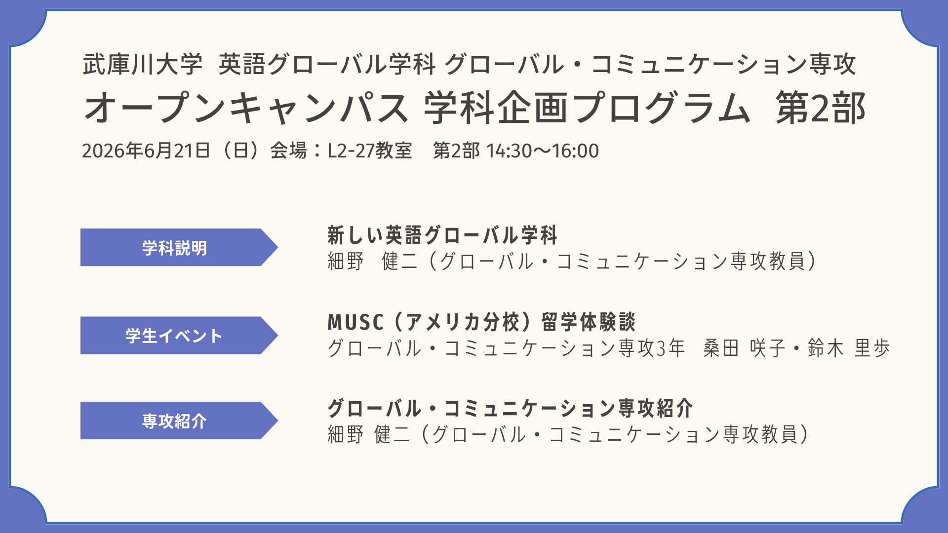 第2部 グローバル・コミュニケーション専攻プログラム