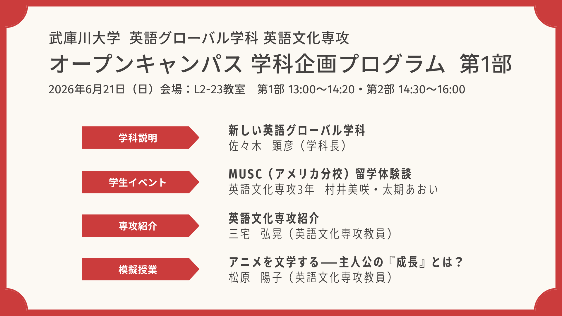 第1部 英語文化専攻プログラム