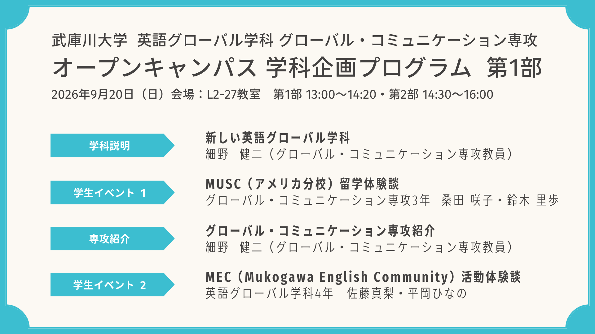 第1部 グローバル・コミュニケーション専攻プログラム